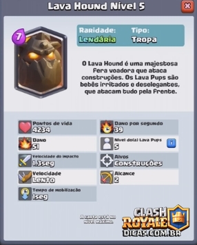 Nova Carta Lava Hound Clash Royale